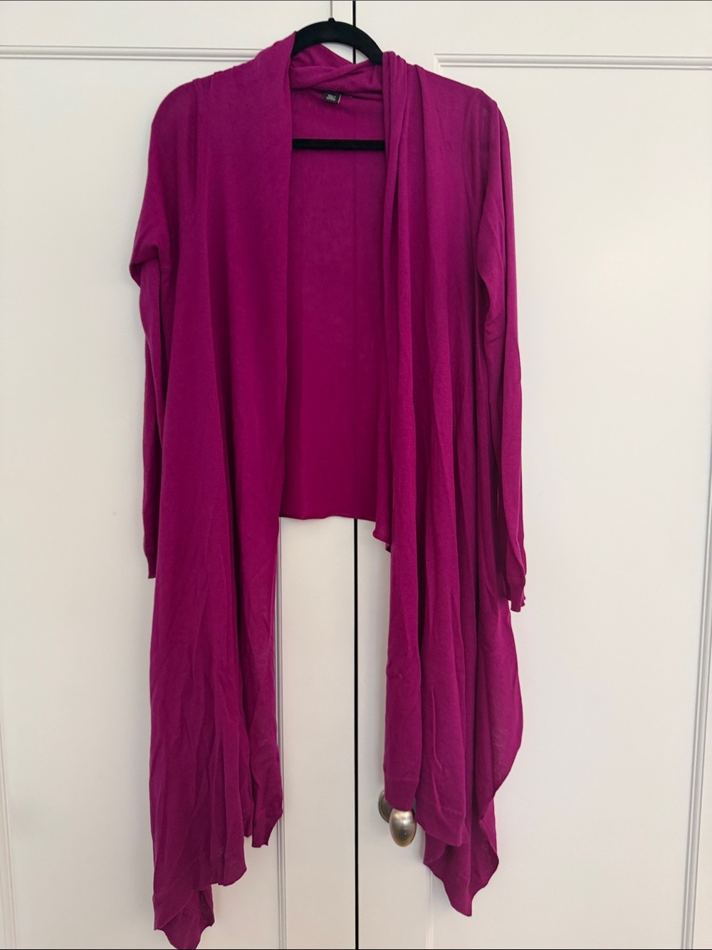 DKNY Magenta Draped Open-Front Cardigan